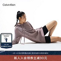 Calvin Klein 运动23春季新款女士简约刺绣拉链半襟宽松连帽卫衣裙4WS3D901 630-枯玫瑰色 S