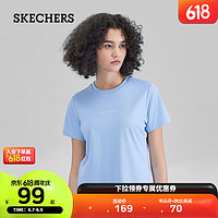 SKECHERS斯凯奇女子短袖T恤衫2023春季速干排汗透气凉感GODRI科技 宁静蓝/00T3 XL