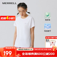 迈乐(Merrell)女款户外休闲短袖T恤上衣吸湿速干透气宽松舒适棉质百塔短袖上衣 MC1239005-1白色 S