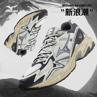 美津浓（MIZUNO）慢跑鞋春季新品舒适耐磨回弹缓震透气跑步鞋 ADVENTURE 01/棉色/灰色/沙色 36.5