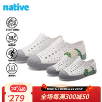 native亲子洞洞鞋Jefferson系列香蕉印花户外沙滩凉鞋超轻透气运动鞋男 白色水果深灰 26