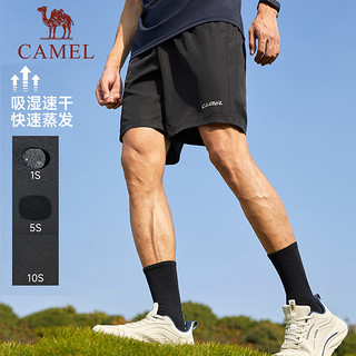 骆驼（CAMEL）运动速干短裤女士2023夏季薄款冰丝宽松透气跑步休闲五分裤男 125-2淡粉，女 M