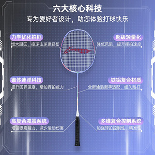 李宁（LI-NING）羽毛球拍男女初学进阶比赛娱乐训练运动家庭情侣对拍套装 魅惑紫（2把+3球+拍套+手胶*2）