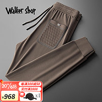 Walker Shop品牌运动裤男春夏新款针织条纹休闲裤男 咖啡色 4XL