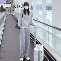 KBZ运动套装女轻奢潮牌春秋2023新款时尚感灰色炸街卫衣阔腿裤两件套 不加绒 图色两件套 M