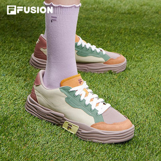 FILA 斐乐 FUSION官方潮牌男女鞋场下帆布鞋2023夏新款情侣运动鞋 米色/天蛾棕-AS-女款 39-女码