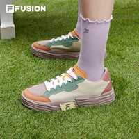 FILA 斐乐 FUSION官方潮牌男女鞋场下帆布鞋2023夏新款情侣运动鞋 米色/天蛾棕-AS-女款 39-女码