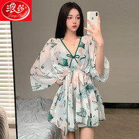 浪莎（LangSha）泳衣女保守分体2023新款泳裤女士泡温泉三件套仙女范性感泳装 绿色女士泳衣 M