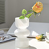 辰鱼法式中古玻璃花瓶高级感透明水养插花干花摆件客厅餐桌装饰品摆件 法式中古花瓶-纯白色