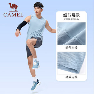 骆驼（CAMEL）男款运动背心 J13BA93021，幻影黑/城堡灰，男 L