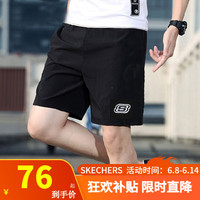 斯凯奇（Skechers）短裤男女情侣款百搭针织夏季裤子宽松透气运动裤缤纷休闲系列 0018/黑色/男款 L