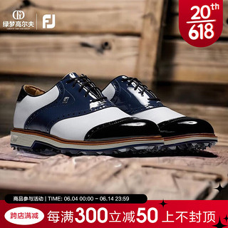 Footjoy高尔夫球鞋FJ新款Premiere Series系列经典时尚稳定golf有钉鞋 白/海军蓝54323 7.5=41码