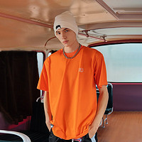 有志者（UZIS）运动短袖男篮球户外训练针织上衣宽松休闲潮T恤健身服 亮橙 XL