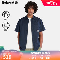 Timberland 官方男装短袖衬衫23夏季新户外休闲工装风A6RCW A6RCW433/深宝石蓝 L