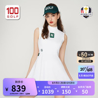 RYDER CUP莱德杯高尔夫服装女23新品女裙时尚运动立领无袖连衣裙 白色 L