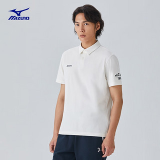 美津浓（MIZUNO）简约商务翻领HERITAGE 城市速干休闲短袖POLO衫 16/椰奶白 2XL