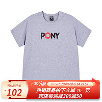 波尼（PONY）白鹿同款PONY波尼短袖男女字母LOGO百搭纯色运动休闲T恤231U2AT58 麻灰 XL