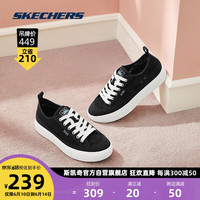 斯凯奇Skechers夏款BOB'S系列女士一脚蹬帆布鞋114391 黑色/BLK 39