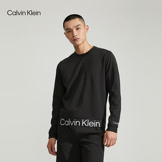 Calvin Klein运动23春季新款男士简约醒目提花织带圆领跑步运动卫衣4MS3W300 001-太空黑 XL