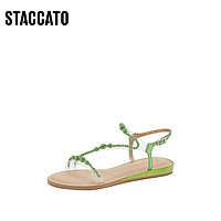 STACCATO 思加图 2023夏季新款泡泡氧气鞋仙女风一字带平底罗马凉鞋9JI49BL3