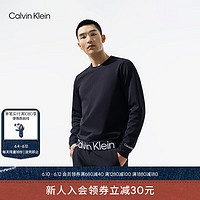Calvin Klein运动23春季新款男士简约醒目提花织带圆领跑步运动卫衣4MS3W300 001-太空黑 S
