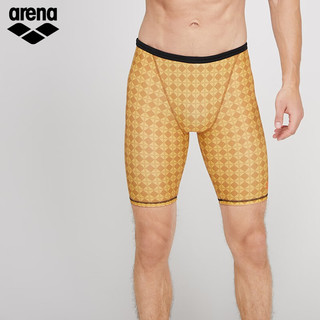 阿瑞娜（arena）2023男士泳裤50周年及膝五分游泳裤舒适速干专业训练游泳裤泳装 GLD卡其色老花 M(170/95)