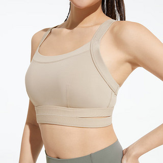 MAIA ACTIVE 收副乳BRA 中高强瑜伽可外穿带胸垫运动健身内衣BR031 亚麻灰 L