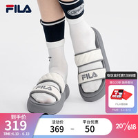 斐乐(FILA)官方DONUT女鞋拖鞋2023夏季新款凉拖厚底增高休闲甜甜圈 奶白/灰羽毛-GG 38.5