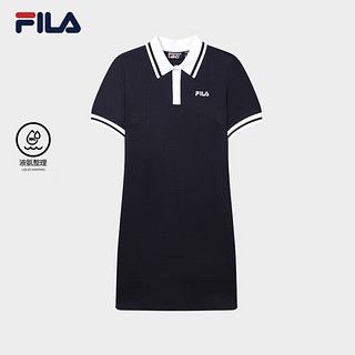 FILA 斐乐 官方女子连衣裙2023夏季时尚休闲经典POLO领连衣裙