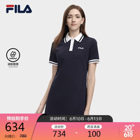 FILA 斐乐 官方女子连衣裙2023夏季时尚休闲经典POLO领连衣裙