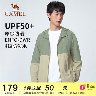 骆驼（CAMEL）户外防晒衣2023春夏新款男防紫外线外套皮肤衣 沙绿/海贝色，男 XXXL