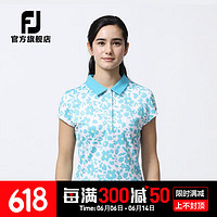 Footjoy新款高尔夫服装新款女士FJ运动抗菌防紫外线速干golf短袖POLO衫 白/蓝80552 S