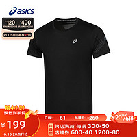 ASICS 亚瑟士 运动T恤男子跑步短袖透气舒适运动上衣 2011C836-001 黑色 XL