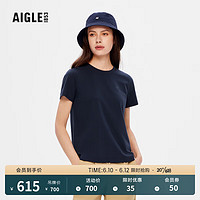 AIGLE艾高2023年春季新品女DFT吸湿排汗UPF40+防晒防紫外线户外短袖T恤 帝国深蓝 AI542 S(160/84A)