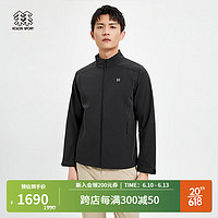 KOLON SPORT/可隆软壳夹克 男子户外弹力3L复合防泼水防风立领外套 LHJK3SN157-BL 黑 175/L