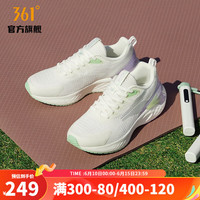 361°运动鞋女鞋夏季网面透气跑鞋减震轻便女跑步鞋 羽毛白/数码薰衣草 40
