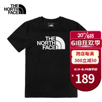 The North Face北面T恤男女春新款户外时尚常青款半袖透气舒适宽松纯棉短袖 JK3/黑色/胸前大logo 3XL