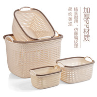 仿藤编收纳筐零食玩具杂物整理篮子手提衣物储物篮塑料桌面收纳篮