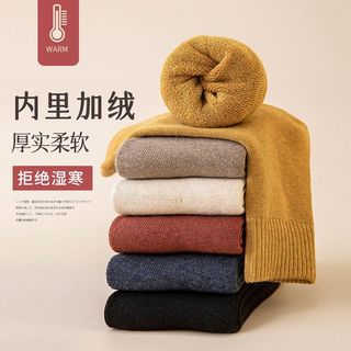 奥康袜子女款中筒袜毛巾长袜秋冬纯棉加绒加厚保暖ins潮长筒冬天