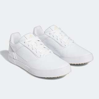 阿迪达斯（adidas）高尔夫球鞋女士23年新款 RETROCROSS系列小白鞋 运动无钉鞋板鞋 GV6915 白/米黄 UK5.5=38.5