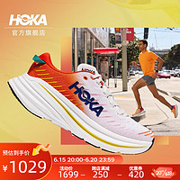 HOKA ONE ONE男女款邦代X竞速跑步鞋Bondi X透气缓震防滑 香槟白/火红色-男 36/220mm