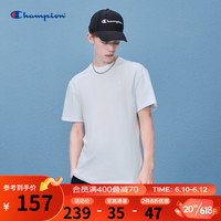 Champion2023春夏新款刺绣同色小c logo圆领T恤短袖男女情侣款 白色 L