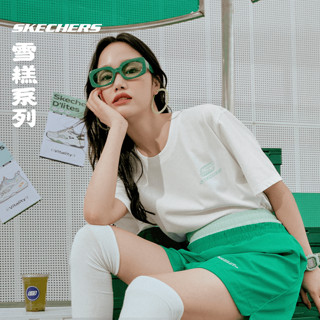 斯凯奇雪糕T恤丨Skechers2023女子简约透气针织百搭情侣运动短袖T恤 L223U046-0074 香醇牛乳 XL