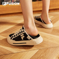 斐乐（FILA）FUSION斐乐潮牌官方WALLRIDE DX女鞋场下帆布鞋2023夏休闲运动鞋 黑/奶白-BG 38