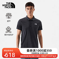 北面（The North Face）T恤短袖Polo衫男户外舒爽吸湿透气UPF春季上新81RI KS7/黑色 L/175