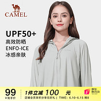 骆驼（CAMEL）防晒衣冰丝披肩女款2023春夏长袖薄款防紫外线运动防晒服 A1S170118H，太空灰，女 M