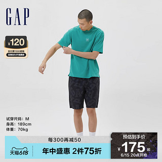 Gap 盖璞 男装夏季新款海岛度假LOGO透气印花休闲短裤612683户外运动裤