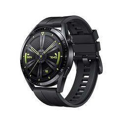HUAWEI 华为 WATCH GT3 pro 智能手表 46mm 黑色精钢表壳 活力黑硅胶表带（北斗、血压、GPS、血氧、心率）