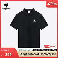 乐卡克法国公鸡男2023夏季新款翻领短袖T恤CB-7131232 黑色/BLK M