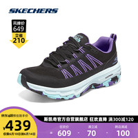 SKECHERS 斯凯奇 女款网面户外跑步鞋128222C 黑色/薰衣草色/BKLV 35